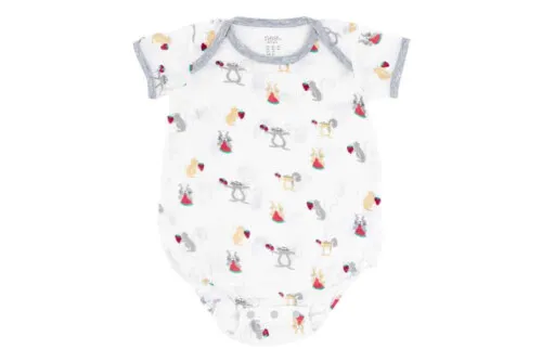 Nest Designs Bamboo Pima Short Sleeve Onesie - Squirrely 3-6M