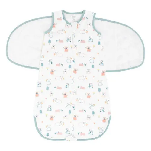 Nest Design Organic Cotton Swaddle Sleep Bag 1.0 TOG - Summer Graze 0-3M