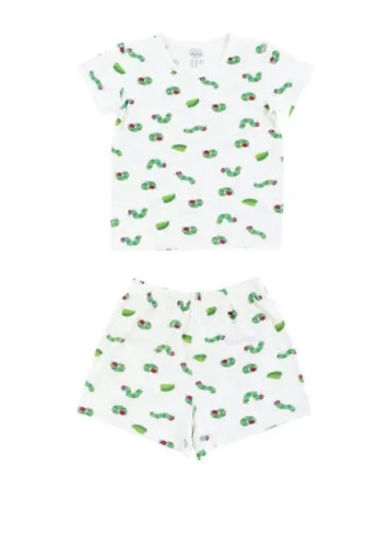 Nest Designs Bamboo Jersey Two-Piece Short Sleeve PJ Set - Eric Carle Curly Caterpillar 18M-24M