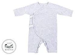Nest Designs Basics Bamboo Cotton Kimono Long Sleeve Romper - Grey Dawn 0-3M