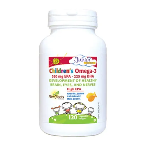 New Roots Children's Omega-3 120 Chewable Softgels with FREE Elderbery Juice Powder 100g