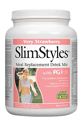Natural Factors SlimStyles Meal Replacement Drink Mix with PGX Very Strawberry Powder 800g