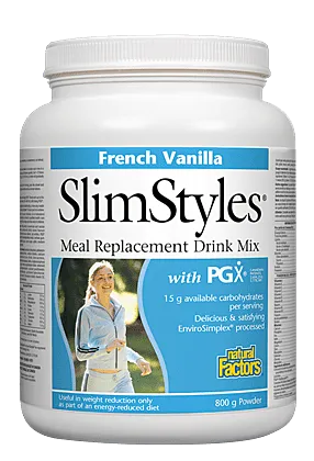 Natural Factors SlimStyles Meal Replacement Drink Mix with PGX Vanilla Powder 800g