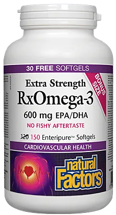 Natural Factors RxOmega-3 600mg EPA/DHA 120+30 Softgels