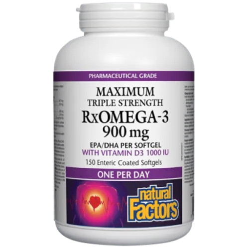 Natural Factors RxOmega-3 with Vitamin D3 900mg 150 Sgels
