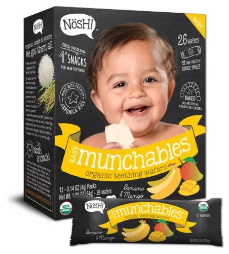 Nosh Baby Munchables Organic Teething Wafers Banana & Mango 26 Wafers
