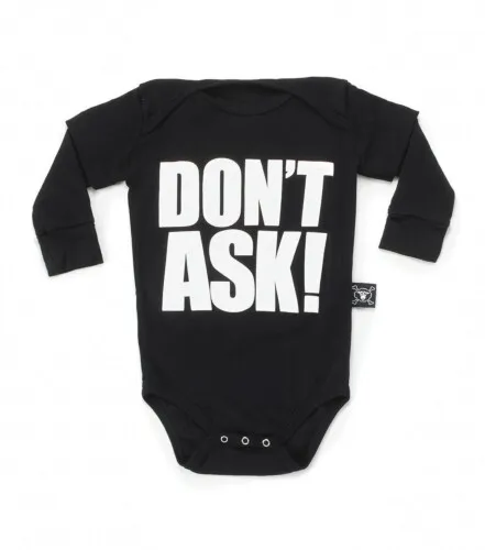 Nununu Don't Ask Patch Onesie - Black 0-6M