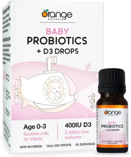 Orange Naturals Baby Probiotics + D3 Drops 10ml