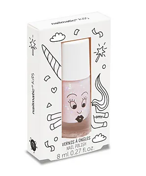 Nailmatic Polly Kids Water-Based Nail Polish - Clear Pink Glitter 8ml