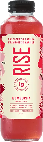 Rise Kombucha Low Sugar Raspberry & Vanilla Organic 414ml