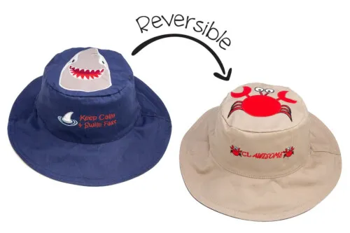FlapJackKids Kid's Sun Hat Crab/Shark Small (6 Monts - 2 Years)