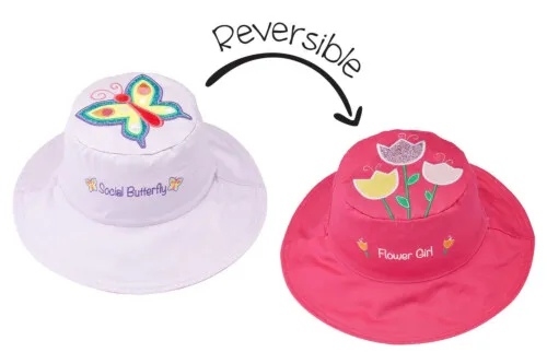 Flapjackkids Reversible Kids Sun Hat - Butterfly/Tulip - 4Y-6Y