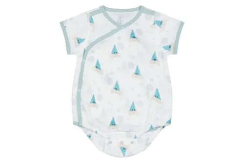 Nest Designs Bamboo Pima Short Sleeve Kimono Onesie - The Happy Hermit 3M-6M