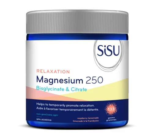 SISU Relaxation Magnesium 250 Bisglycinate & Citrate Raspberry Lemonade 133g @