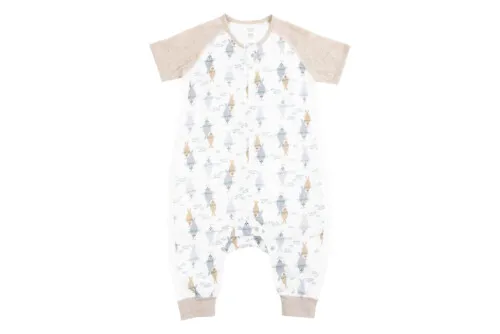 Nest Designs Raglan Bamboo Pima Short Sleeve Footed Sleep Bag 0.6 TOG - Ocean Float 4T-6T