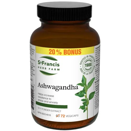 St. Francis Herb Farm Ashwagandha 72Capsules Bonus Size @