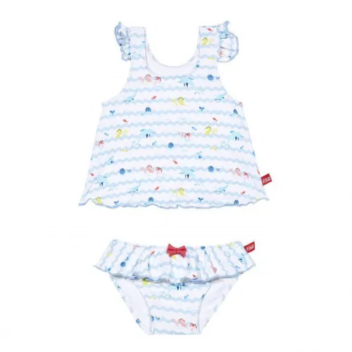 Condor Tankini Sea Animals Swimsuit With Small Bows UPF50 Light Blue Azulclar 429