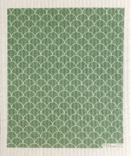 Ten and Co. Scallop Sage Sponge Cloth