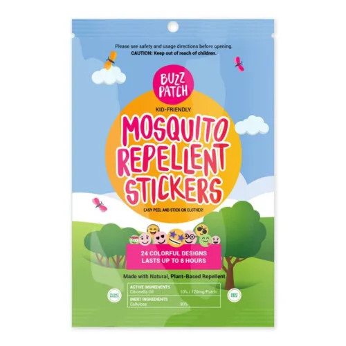 The Natural Patch Co. BuzzPatch Mosquito Repellent Patches Safe for Kids - 24 Colorful Designs