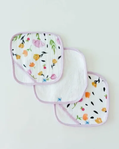 Little Unicorn Cotton Wash Cloth 3 Pack Berry & Bloom
