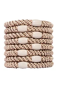 L.Erickson Grab & Go Ponytail Holders Set of Eight - Camel