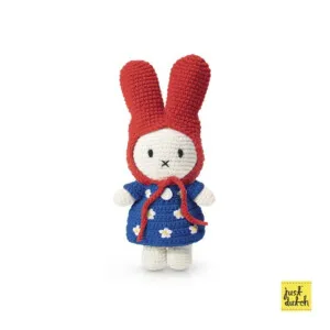 Just Dutch Miffy Little Flower Dress Blue with Red Hat