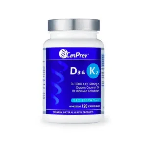 CanPrev D3 & K2 - Organic Coconut Oil 120 Softgels @