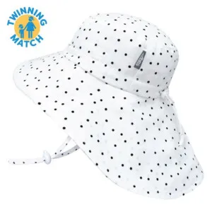 Jan & Jul Kids Sun Hat Cotton Adventure Hat - Dots with White Trim - M