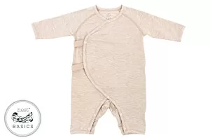 Nest Designs Basics Bamboo Cotton Kimono Long Sleeve Romper - Warm Taupe 3-6M