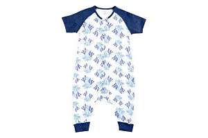 Nest Designs Raglan Bamboo Pima Short Sleeve Footed Sleep Bag 0.6 TOG - Blue Reef 18M-2.5T