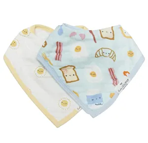 Loulou Lollipop Bandana Muslin Bib 2-Pieces Set - Breakfast Blue