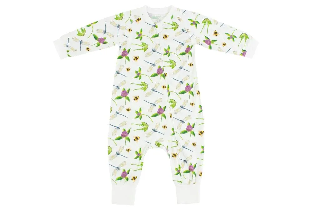 Nest Designs Bamboo Jersey One-Piece Zip Footless Sleeper- Eric Carle Garden Flight 2T-3T