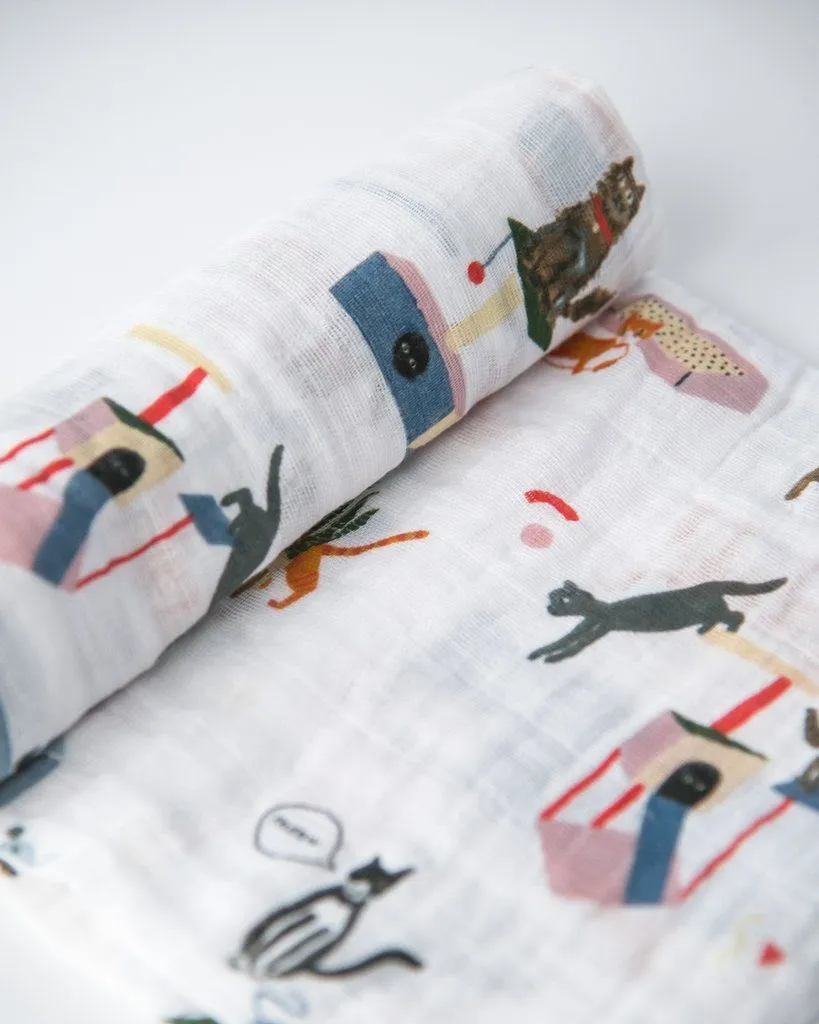 Little Unicorn Cotton Muslin Swaddle Single Meow