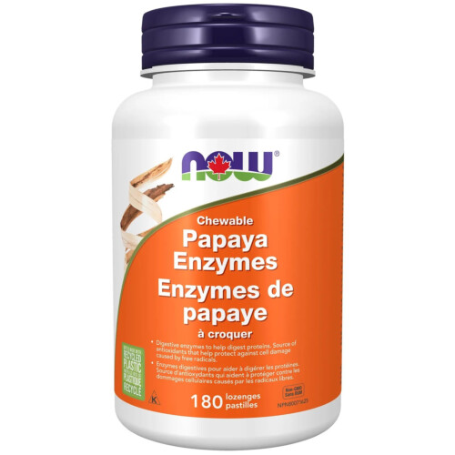 NOW Foods Chewable Papaya Enzymes With Mint & Chlorophyll 180Count @