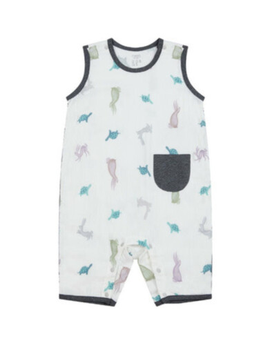 Nest Designs Bamboo Pima Sleeveless Romper - The Tortoise & The Hare - 6M-12M