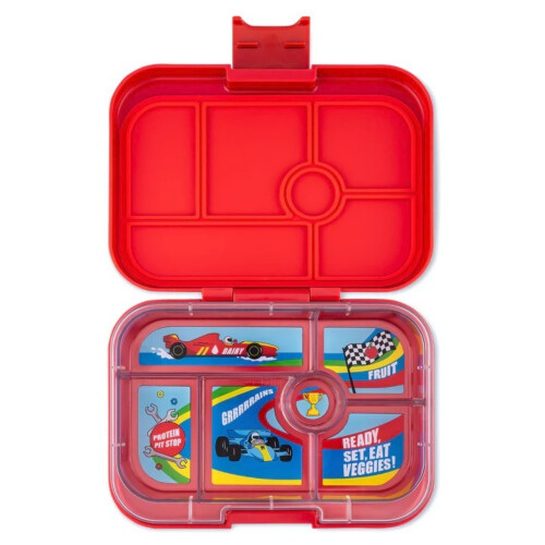 Yumbox Original 6 Compartment - Roar Red with Race Cars Tray