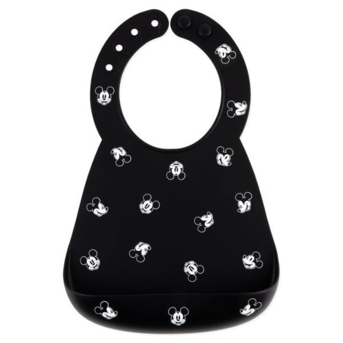 Bumkins Silicone Bib - Disney Mickey Mouse B+W