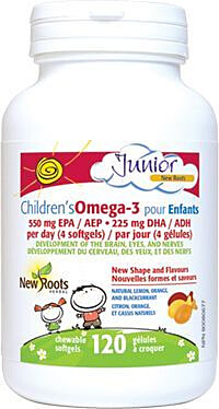 New Roots Children's Omega 3 120 Chewable Softgels @