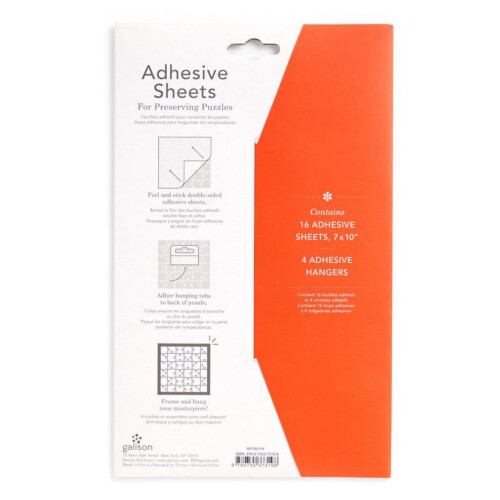 Galison Puzzle Glue Sheets - Preserve Two X 1000 Piece Puzzles, Sixteen 7 x 10” Adhesive Sheets and 4 Adhesive Hange