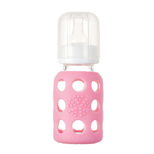 LifeFactory Glass Baby Bottle Pink 4oz 120ml
