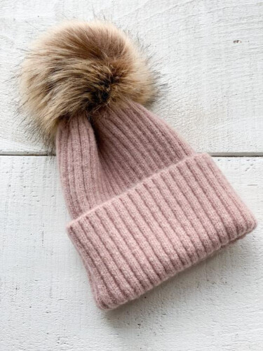 Mini Bretzel Beanie Pink Single Pompom