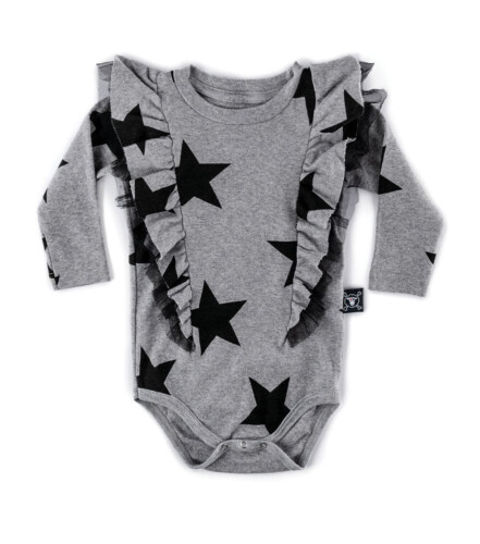 Nununu Ruffled Star Onesie - Heather Grey 6-12M